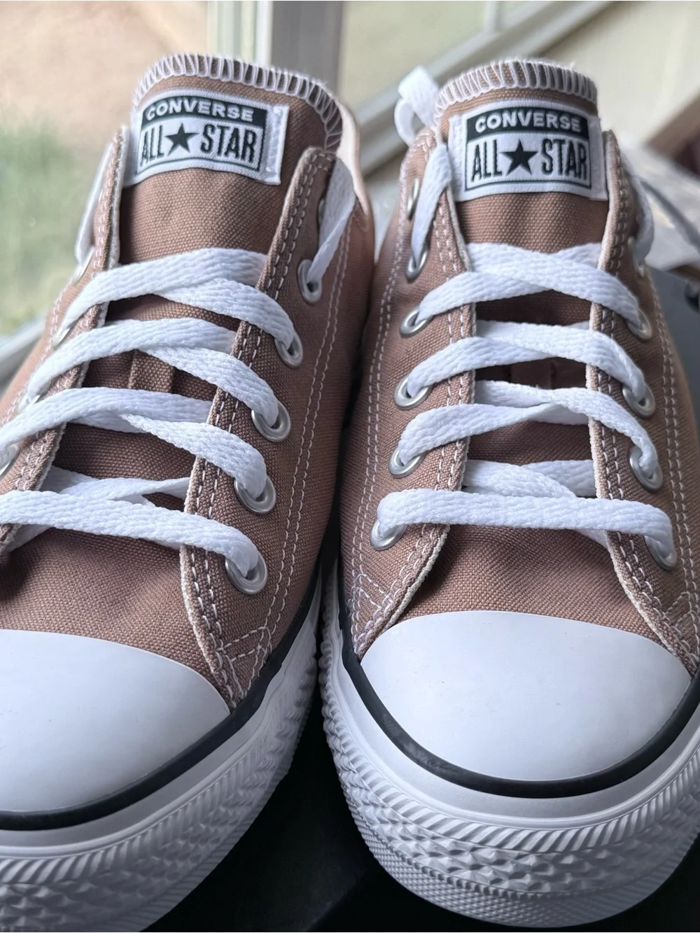 Converse Low Top Sneakers - Taupe Canvas with White Trim